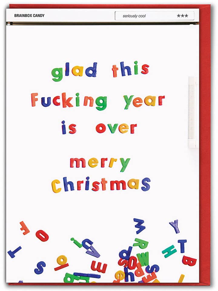 Sale Christmas Card - Glad This F*cking Year Is Over - Rude for wholesale by Brainbox Candy