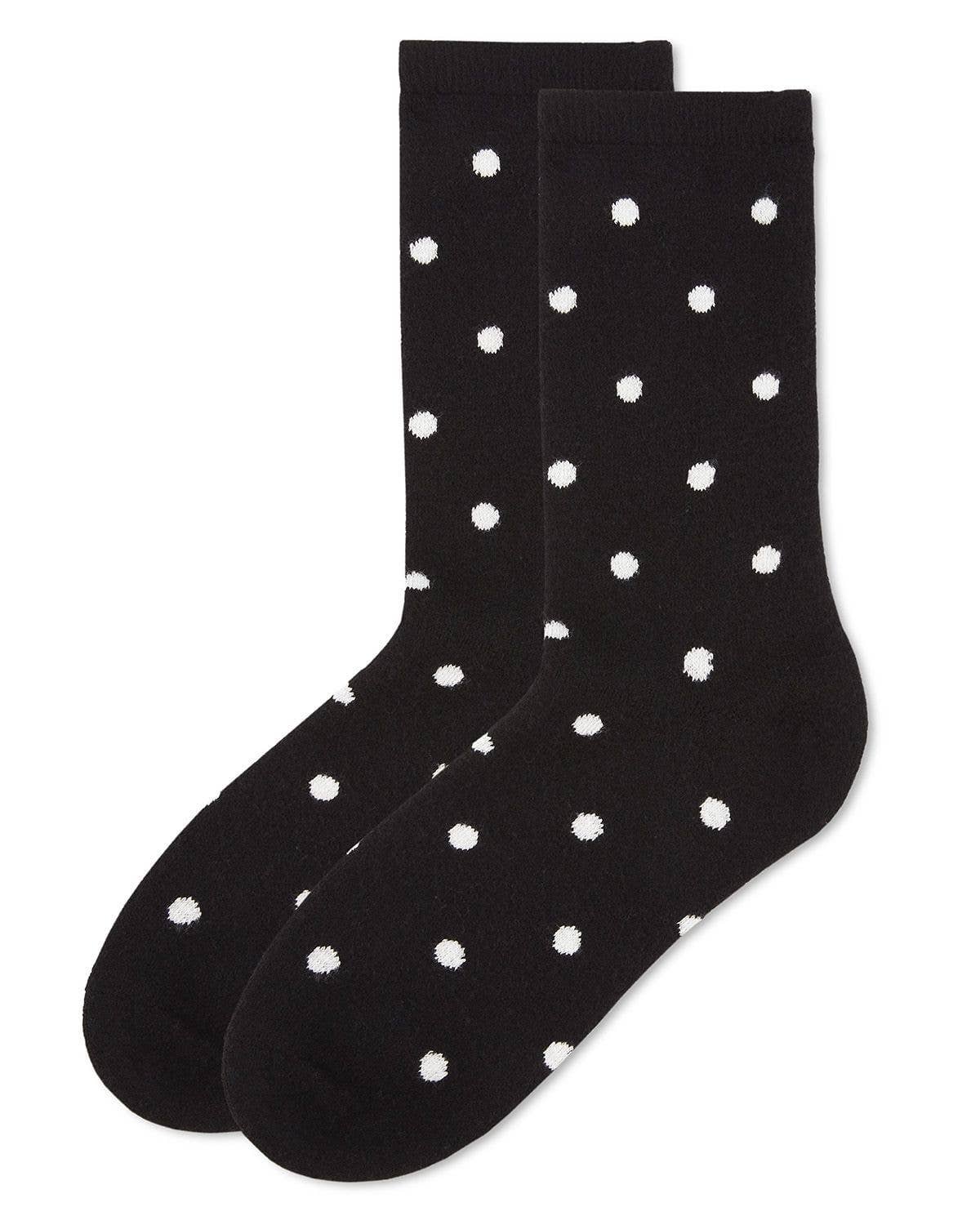 Black MeMoi Womens Polka Dot Cashmere Blend Crew Socks for wholesale on Faire3