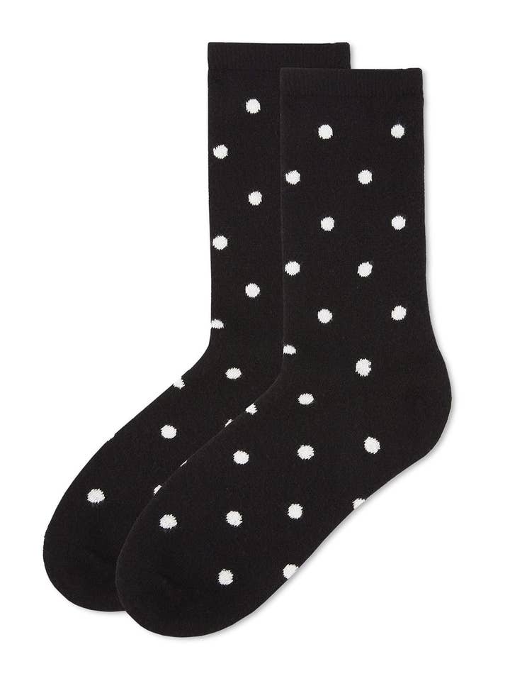 Black MeMoi Womens Polka Dot Cashmere Blend Crew Socks for wholesale on Faire3