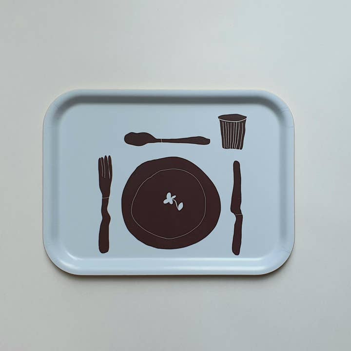 Birchwood Veneer Art Tray - Set The Table for wholesale by Elly Vvaller