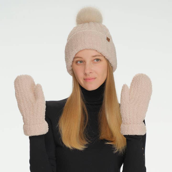 JOIA ACCESSORIES - Wholesale Beanie - Women's - CC COZY YARN HAT MITTEN SET, SEE 01116