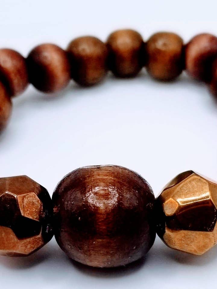 Wood Harmony in Hues: The Vibrant Orange, Wood, and Copper B for wholesale by Handcrafted Jewelry By Teri C