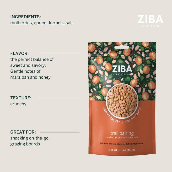 Ziba Foods - Wholesale Trail Mix - Mulberry & Sweet Apricot Seeds Pairing Vegan Trail Mix 5 oz6