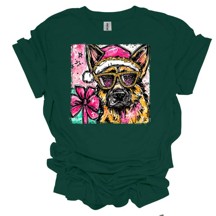 The Jasper Boutique - Wholesale Screen Printed T-Shirt - Women's - Retro German shepherd