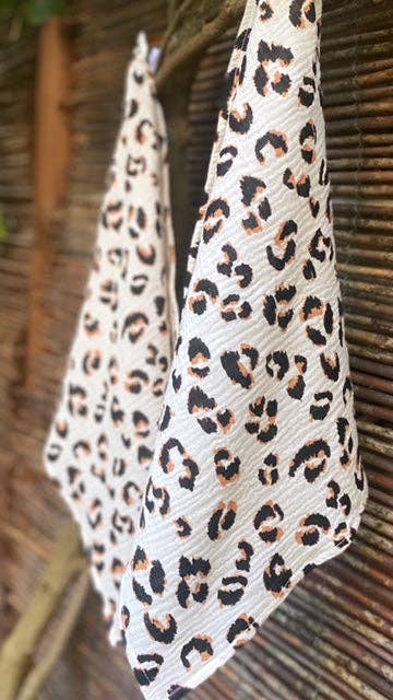 CHARMY - Wholesale Dishcloth - 2 ecru leopard hand towels made in France3