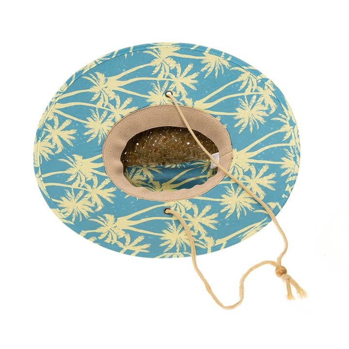 DNMC - Wholesale Sun Hat - Kids - Kid's Straw Lifeguard Sun Hat with Palm Trees