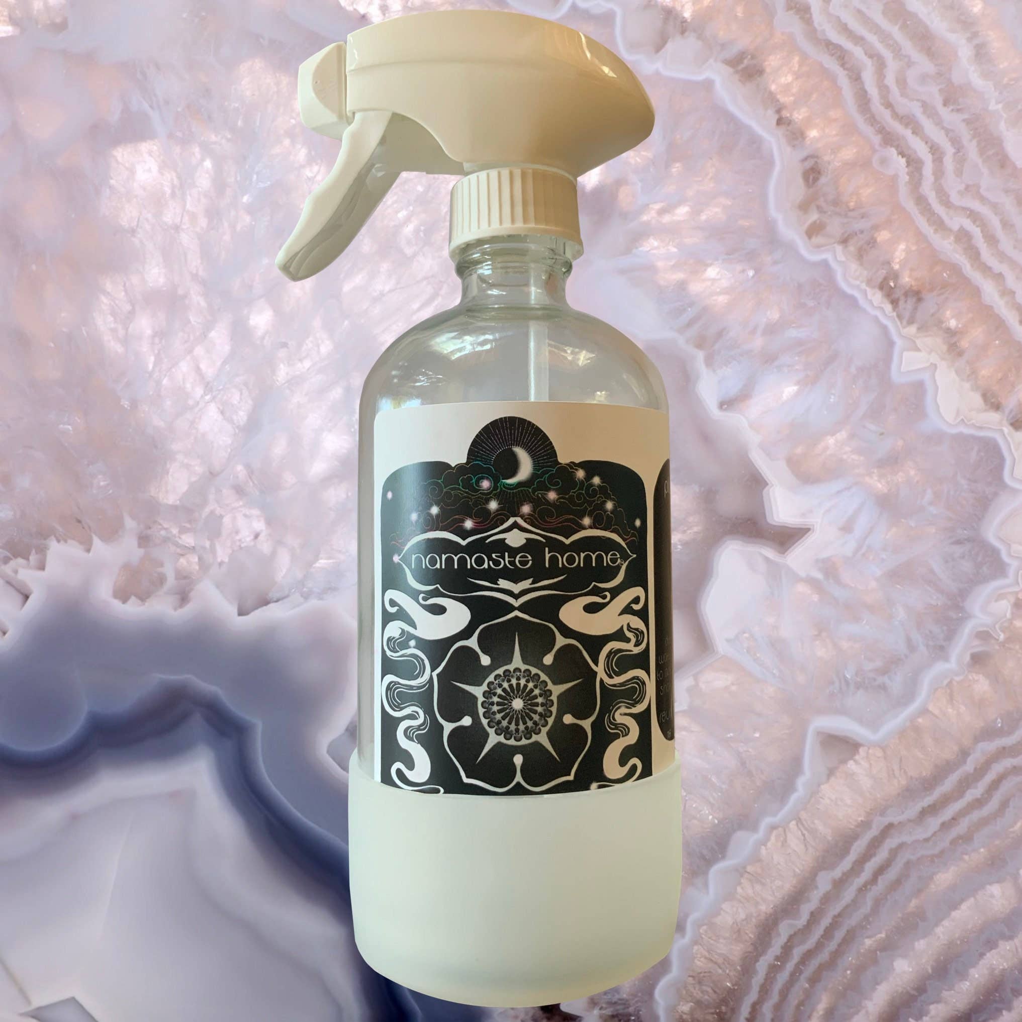 Namaste Home - Wholesale Spray Bottle - Reusable Glass Cleaning Spray Bottle by Namaste Home, features a 100% Recycled Plastic Trigger Sprayer, + Silicone Base to Prevent Breakage3