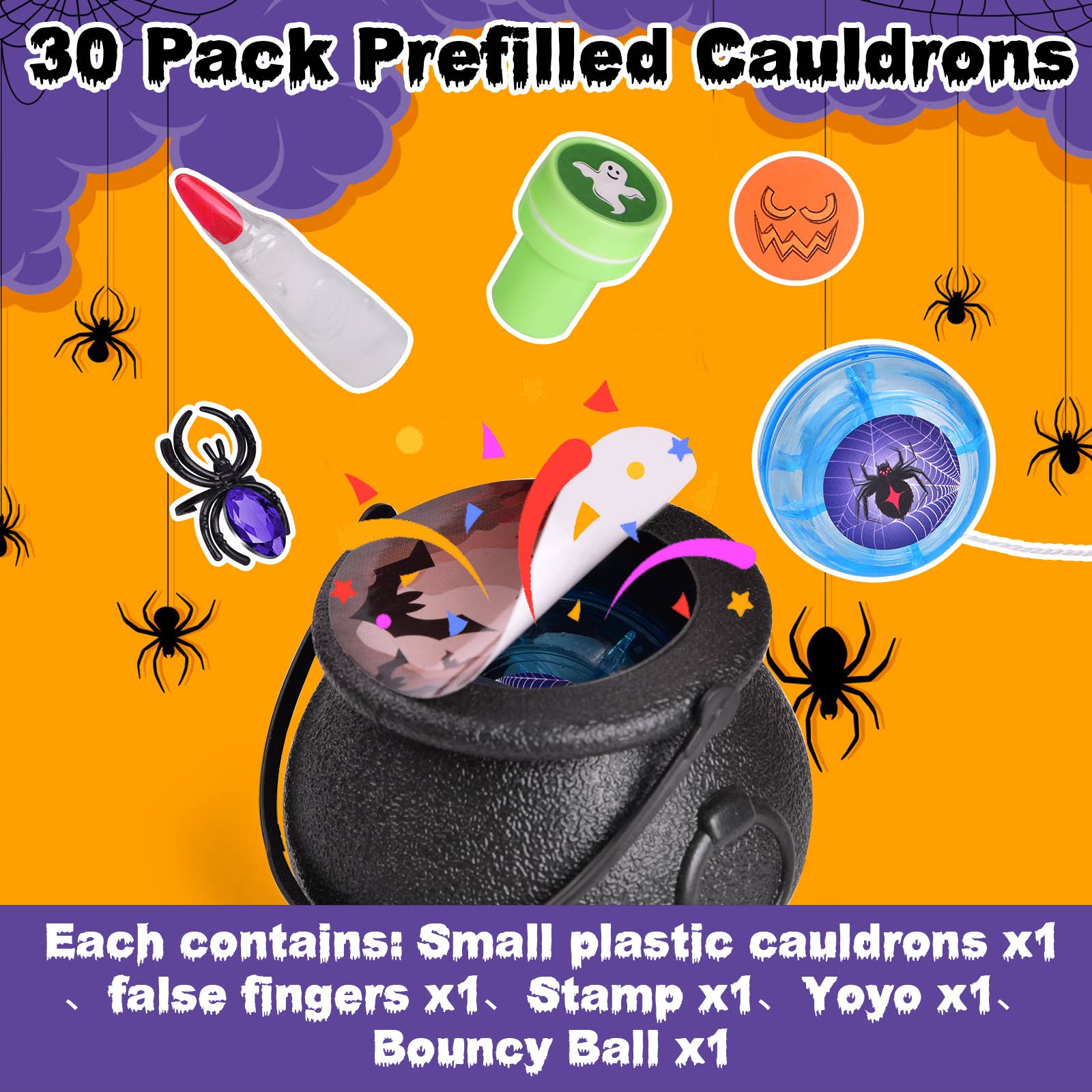 Fun Little Toys - Wholesale Party Favor - 144PCS Halloween Party Favors - Mini Witch Cauldrons1