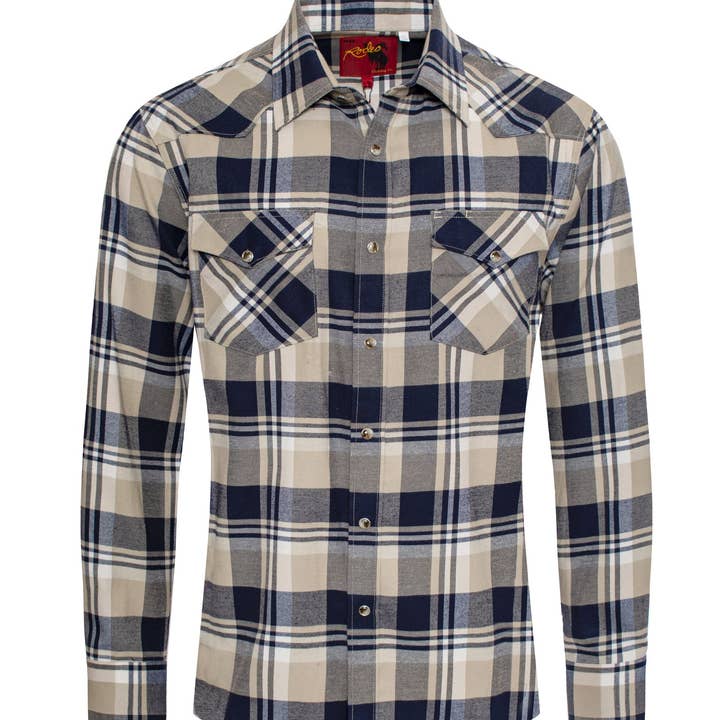 Rodeo Clothing - Wholesale Button Down Shirt - Men's - Men's Western Long Sleeve Flannel Shirts With Snap Buttons