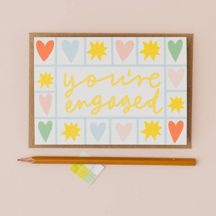 Tarjeta de compromiso colorida "¡Estás comprometido!" para venta al por mayor de Letterbox Lane