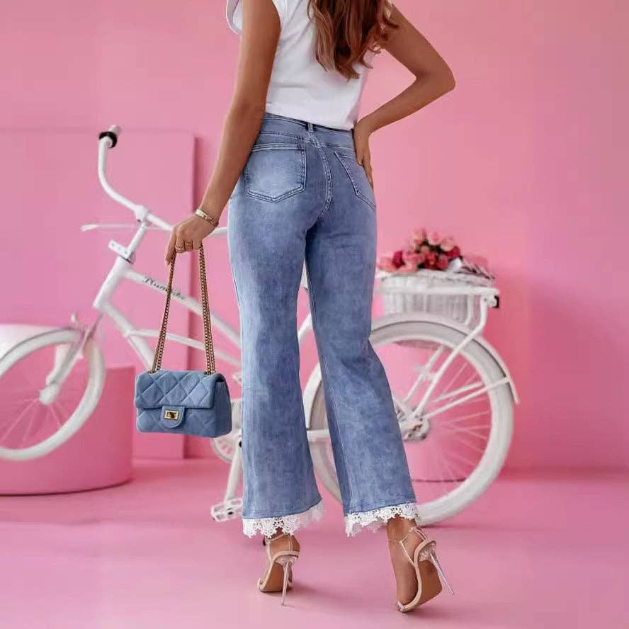 Light Blue 2025 NEW European HighWaisted Flare Jeans Chic Flared  Fresh for wholesale on Faire1