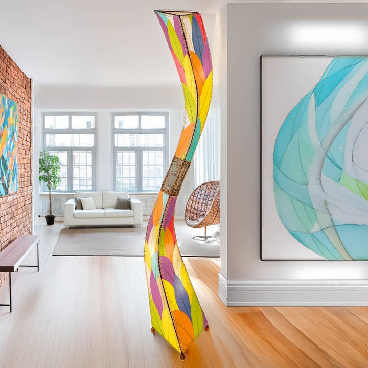 Flow Giant Lamp Multi Color, Shade Made of Cocoa Leaves for wholesale by Eangee Home Design