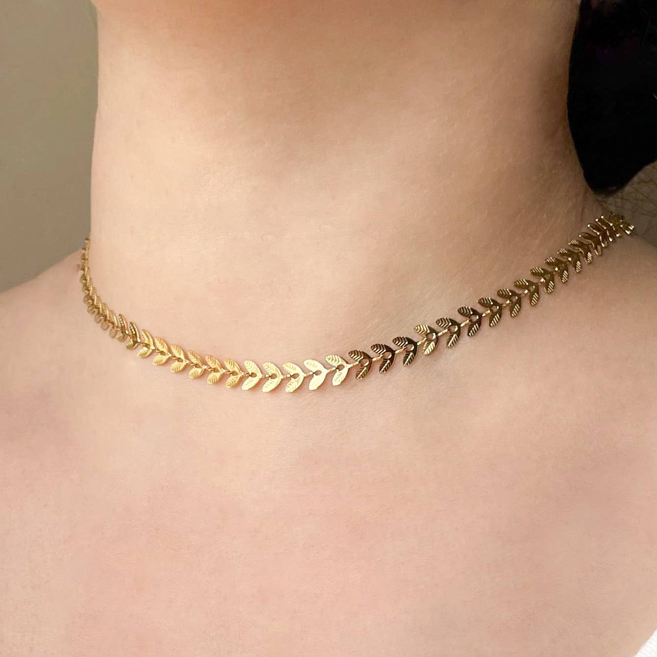 Blueyejewelry - Wholesale Link & Chain Necklace - Leaf Chain Necklace- Waterproof Chevron Chain Necklace 2