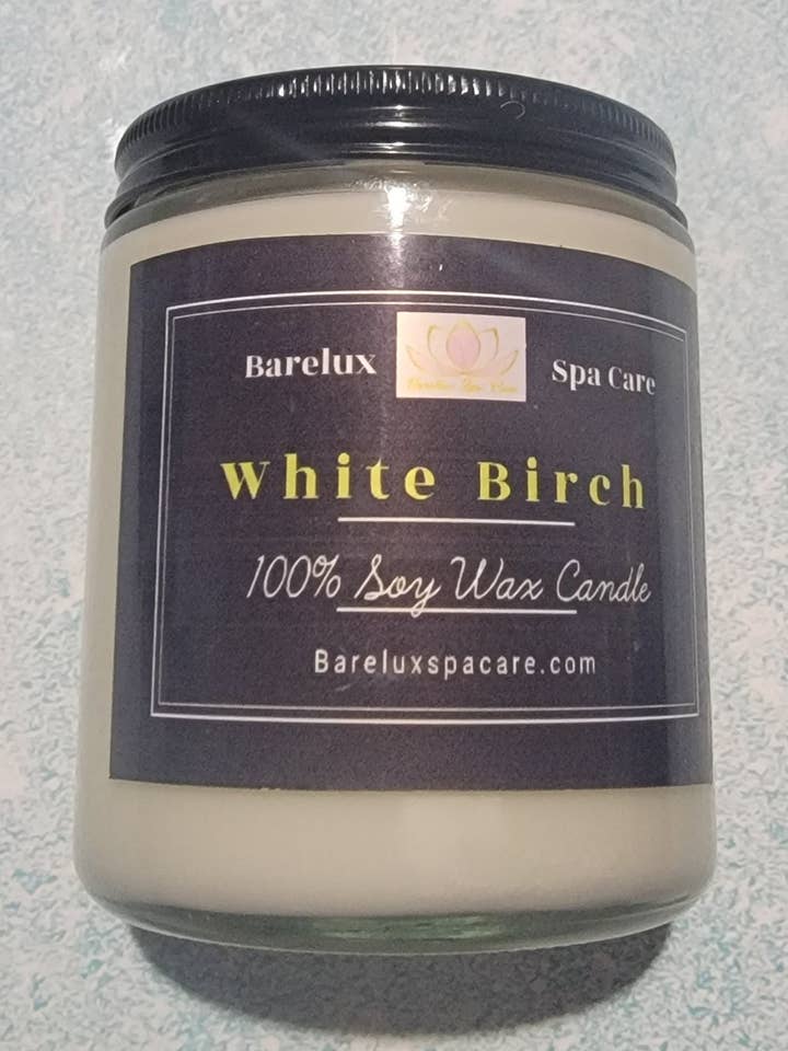 White Birch Soy Candle for wholesale by Barelux Spa Care