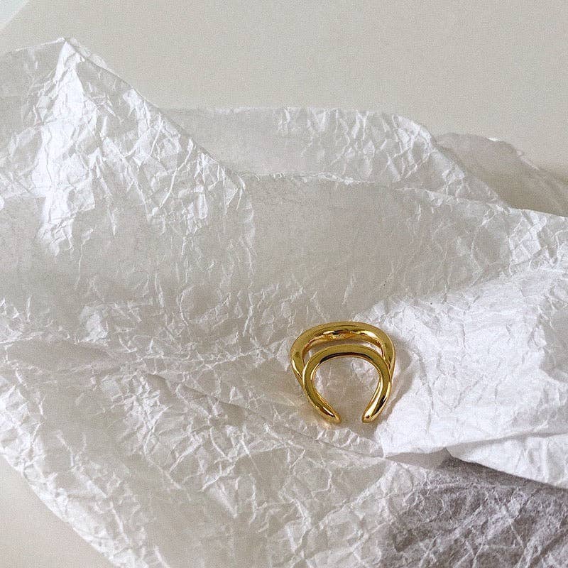 LanLivia - Wholesale Cuff/Wrap Earrings - Unique design double line golden n silver ear cuff-one piece8