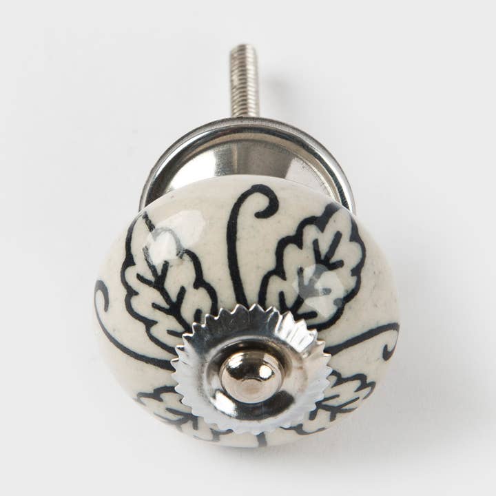 Mela Artisans - Wholesale Knob/Pull - Chambal Gardens Painted Ceramic Knob Set of 12 Indigo White0