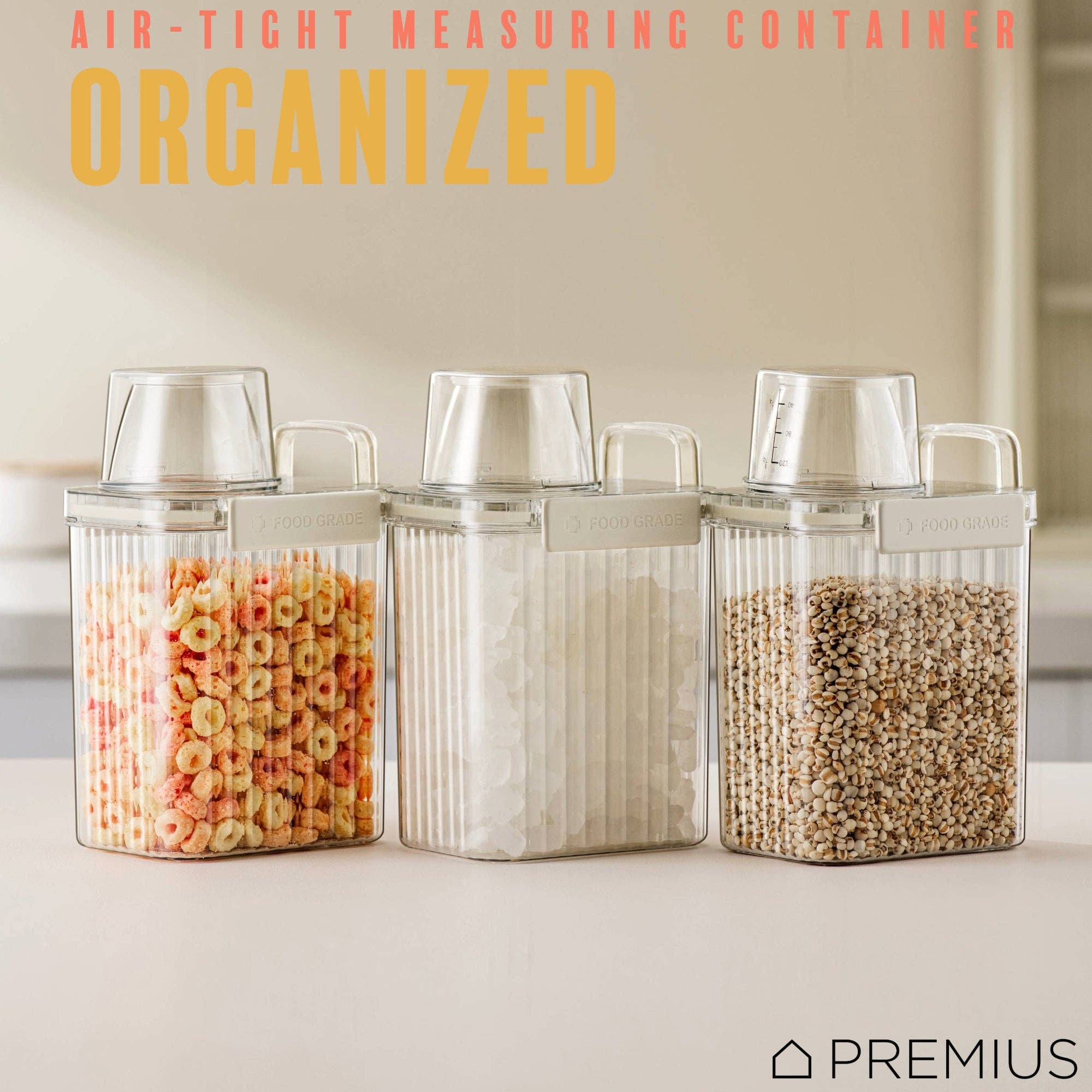 ShopBobbys - Wholesale Food Storage Container - PREMIUS Plastic Food Storage Container with Measuring Cup, Clear-Natural2