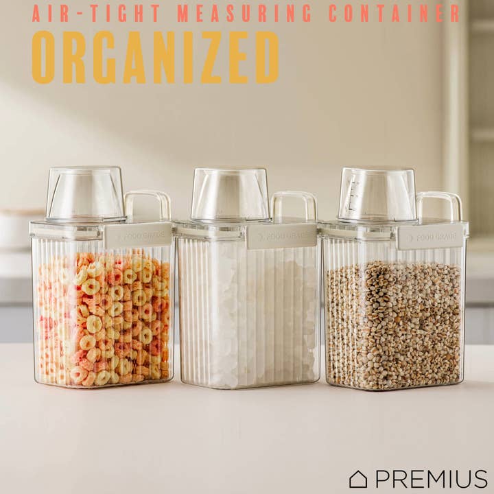 ShopBobbys - Wholesale Food Storage Container - PREMIUS Plastic Food Storage Container with Measuring Cup, Clear-Natural2