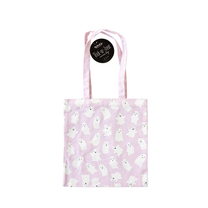 My Mind’s Eye - Wholesale Tote Bag - Kids - PLCB101 - Pink Ghosts Canvas Trick or Treat Bag