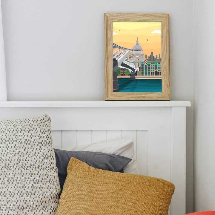 Millennium Bridge, St Pauls, London - Art Print for wholesale by JezzzDesigns