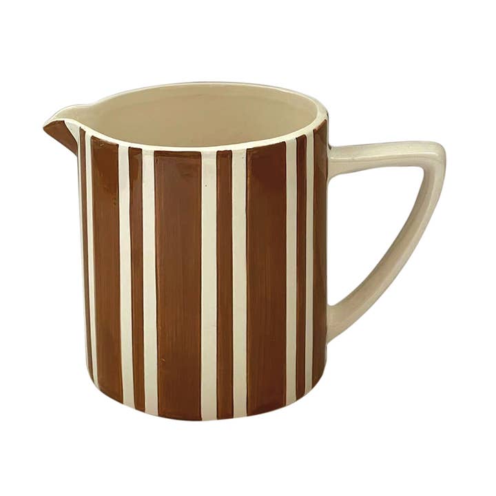 braun Kleiner gestreifter Krug braun L16 T10,5 H12cm für den Großhandel auf Faire0