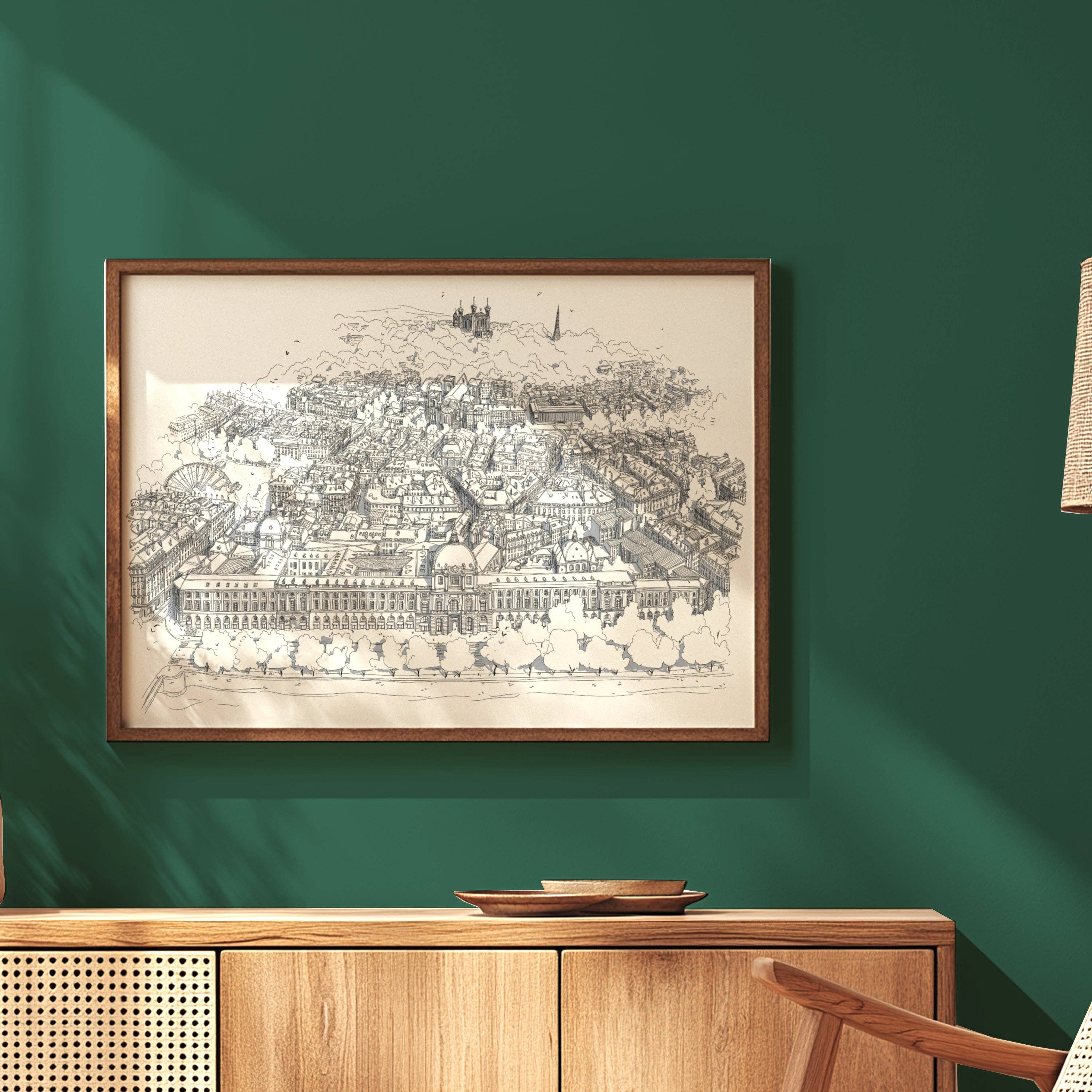 EMILIE ETTORI ILLUSTRATION - Wholesale Art Print - Panoramic view of Lyon Hotel Dieu2