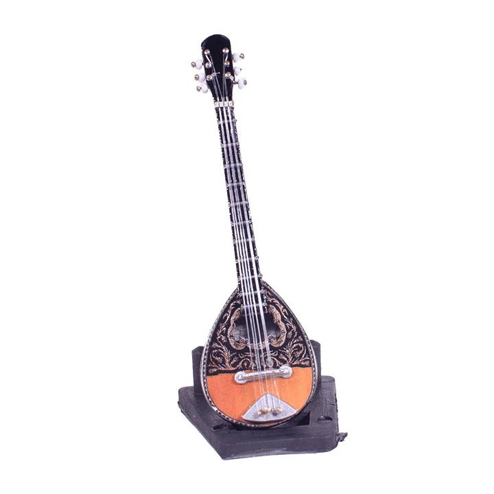 Miniature Bouzouki en Bois 10cm avec Support pour la vente par giftland