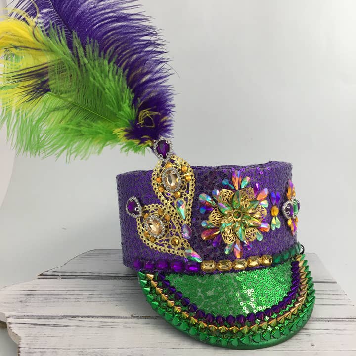 Mardi Gras sequin/stone marching hat for wholesale by SongLily