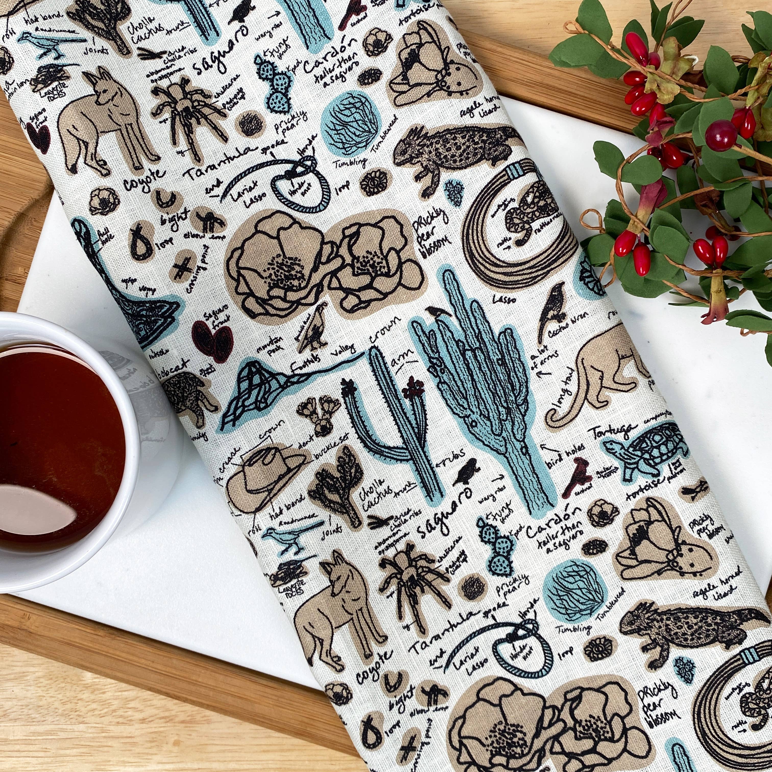 Cher the Fire - Wholesale Tea Towel - Linen Tea Towel, Desert Sketchbook2