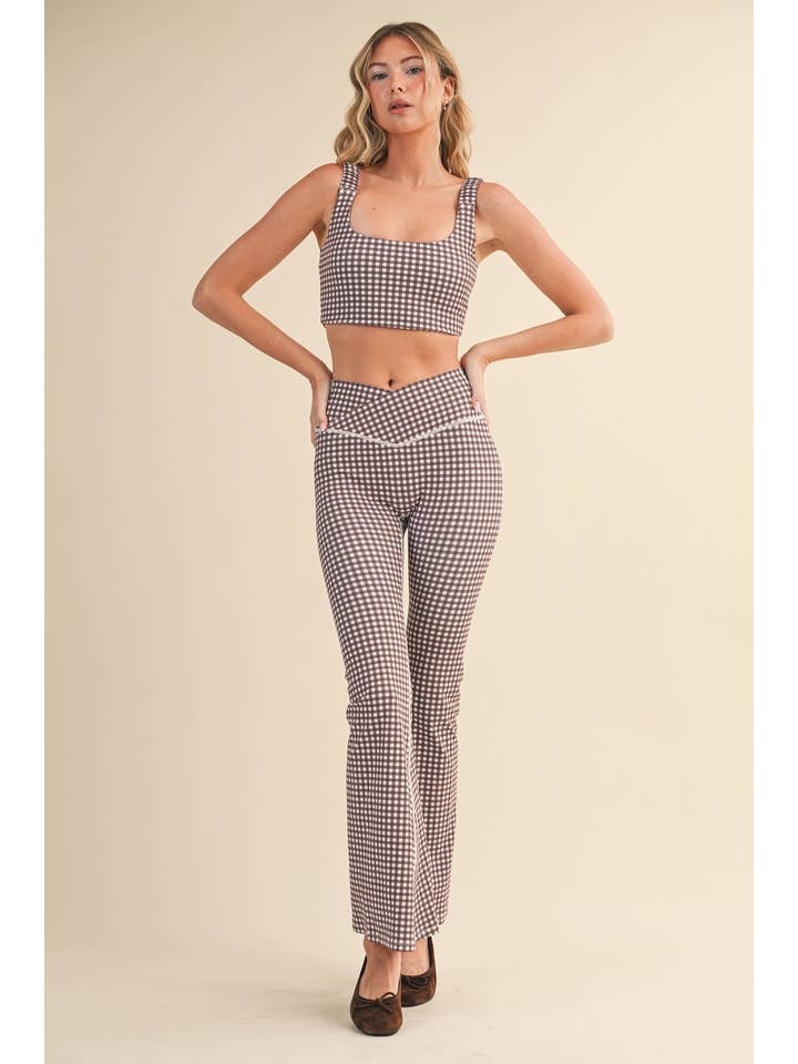 KIMBERLY C - Wholesale Sports Bra - Women's - Gingham Print Ruched Bra Top61