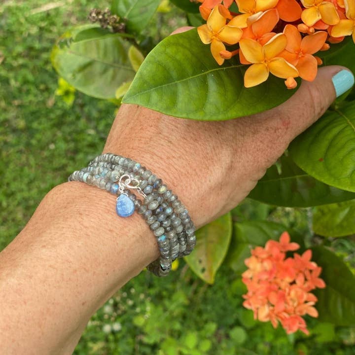 Self Expression Wrap Bracelet with Kyanite and Labradorite for wholesale by Gogh Jewelry Design