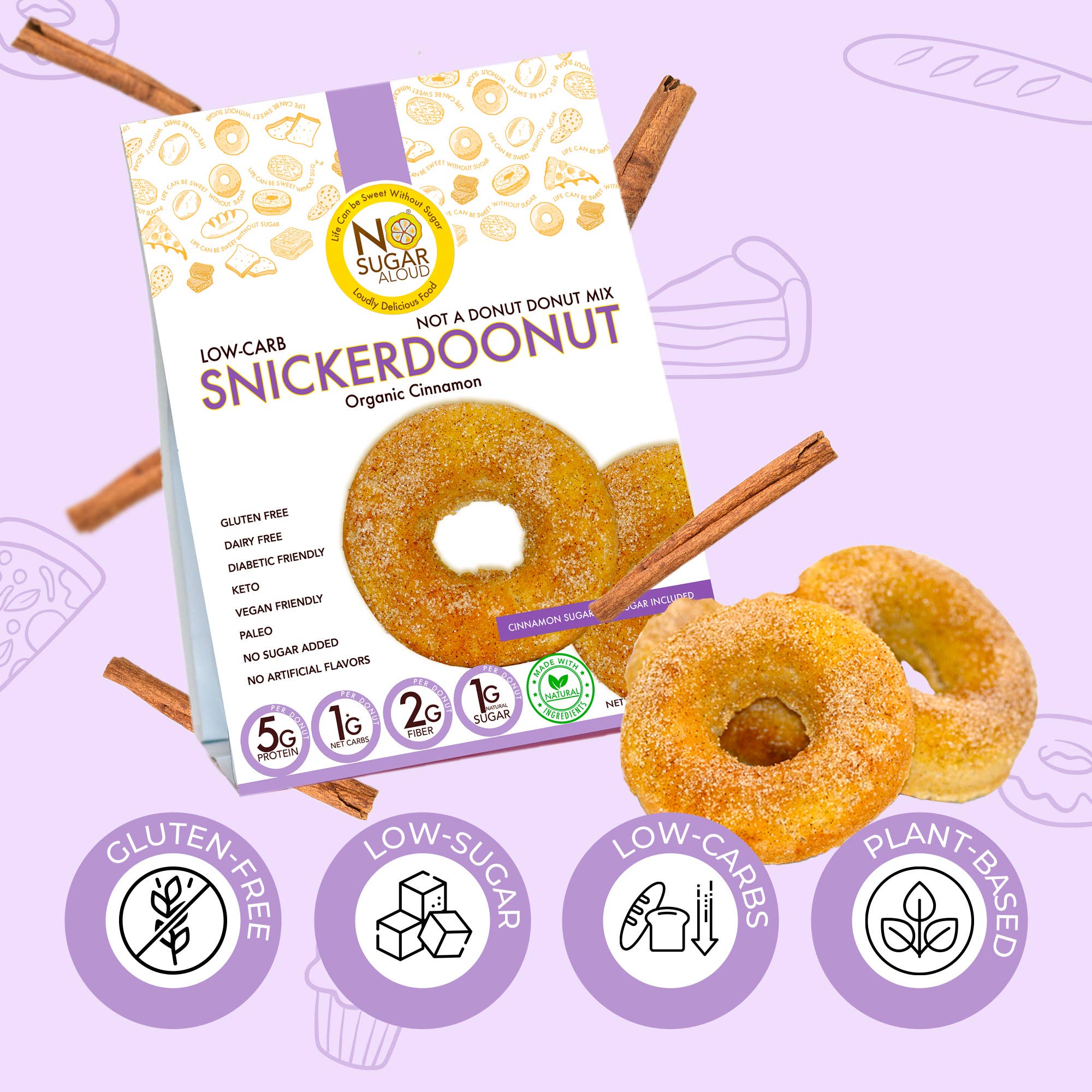 No Sugar Aloud LLC - Wholesale Cake Mix - Low Carb Snikerdoonut Donut Mix2