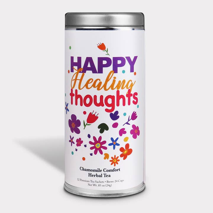 Happy Healing Thoughts - 12 Tea Sachets - Tall Tin for wholesale by The Tea Can Company