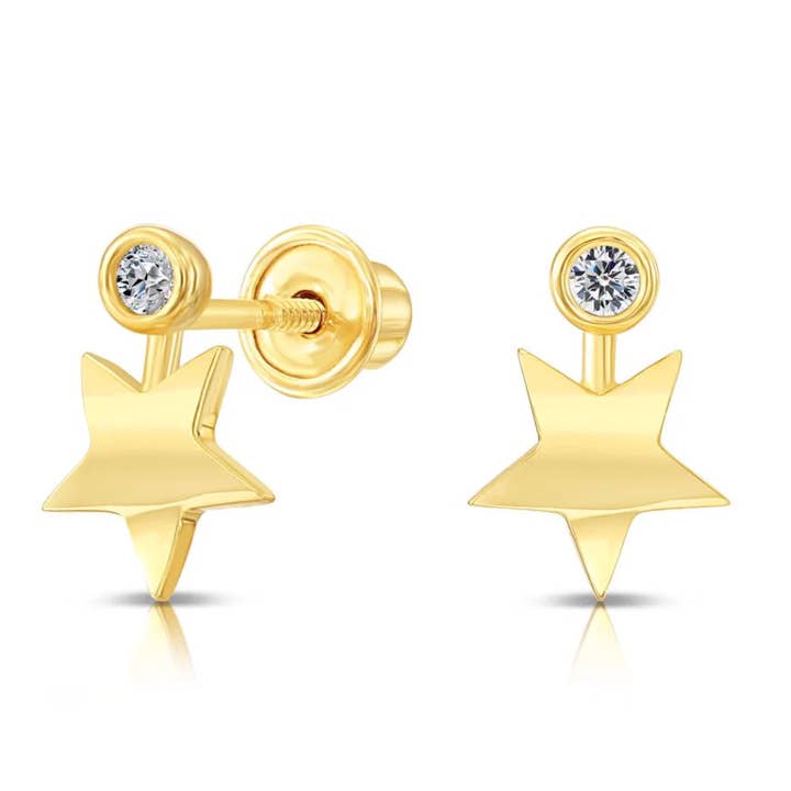 Aretes de oro amarillo de 10 quilates con forma de estrella y circonita cúbica para venta al por mayor de Paris Jewelry