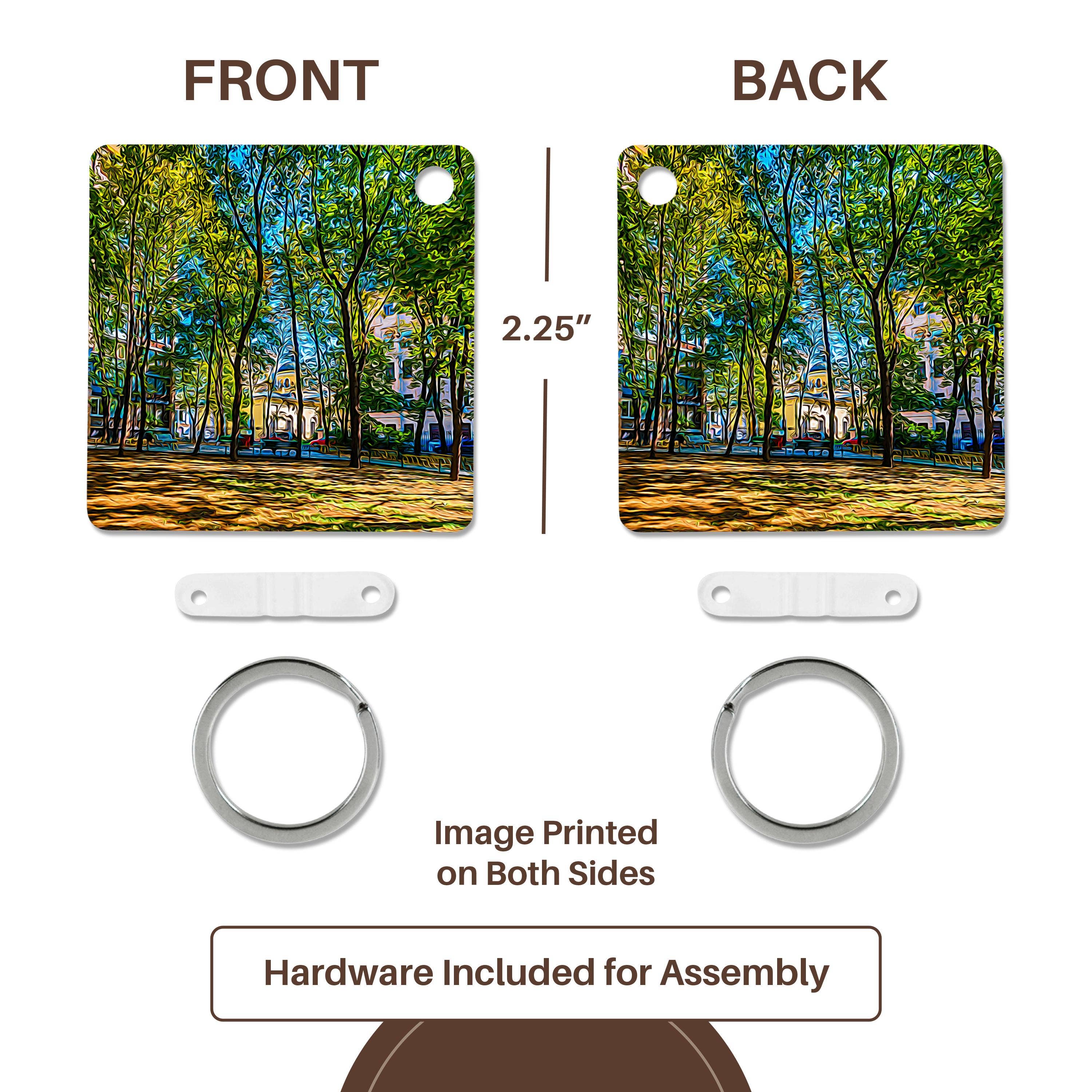 3dRose – wholesale Nyckelring - Unisex – 3dRose, Moskva stadskonst. Liten gård i den gamla gränden, Nyckelring4