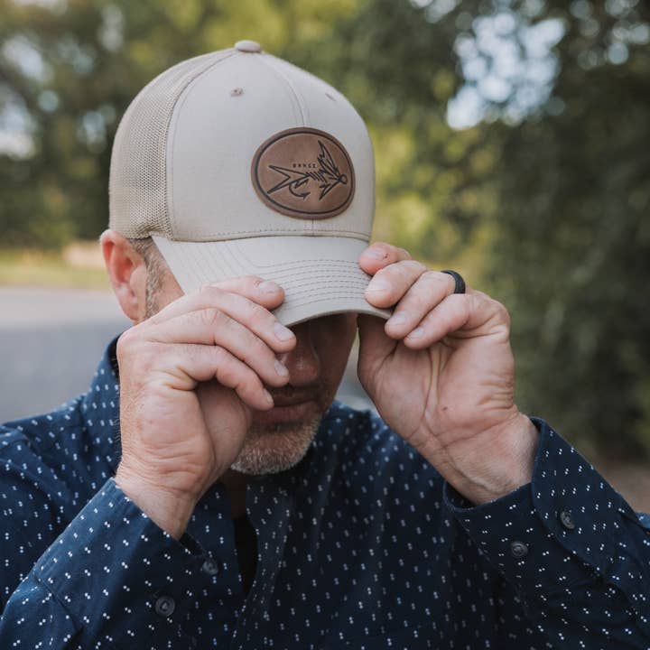 Range Leather Co. - Wholesale Trucker Hat - Unisex - Range Fly Icon Hat—Leather Patch Trucker Cap2