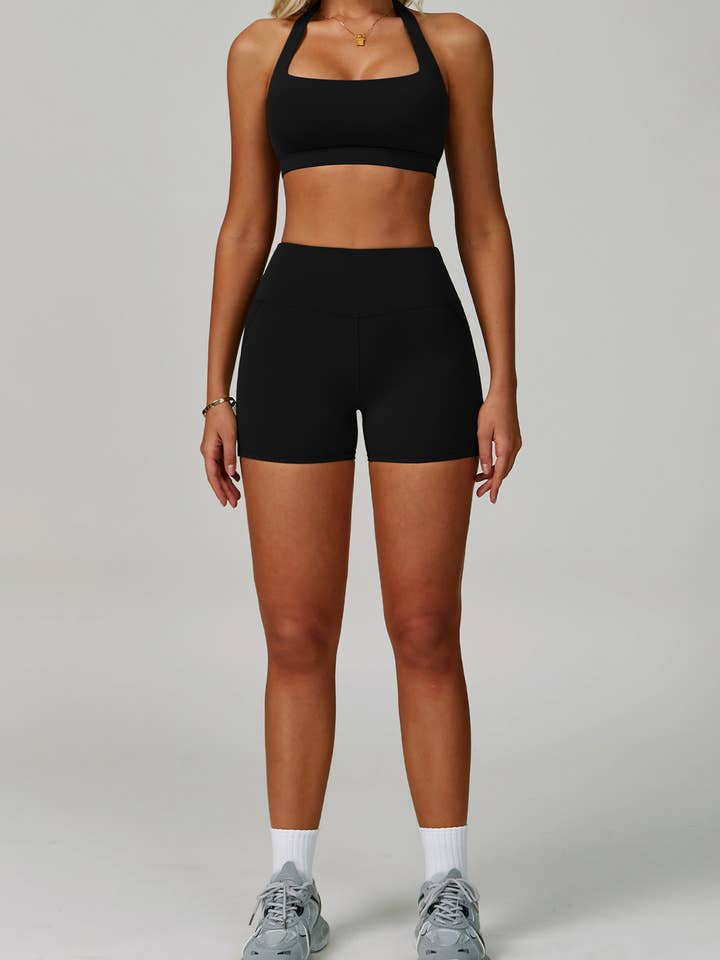 Crave by FW - Wholesale Activewear Set - Women's - Activewear Set with Halter Sports Bra and Short