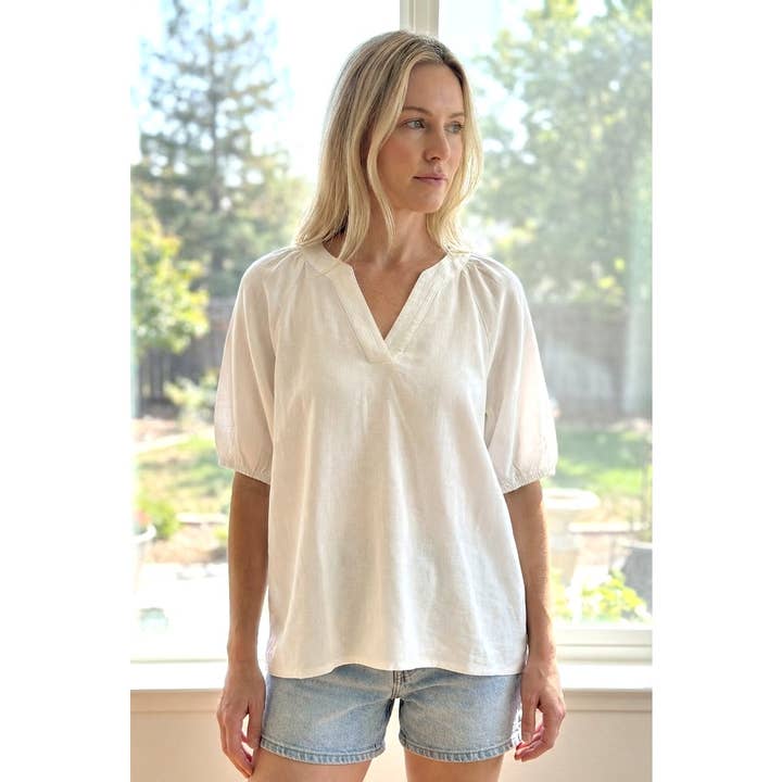 STITCHED Y SPLIT NECK TOP for wholesale by STACCATO