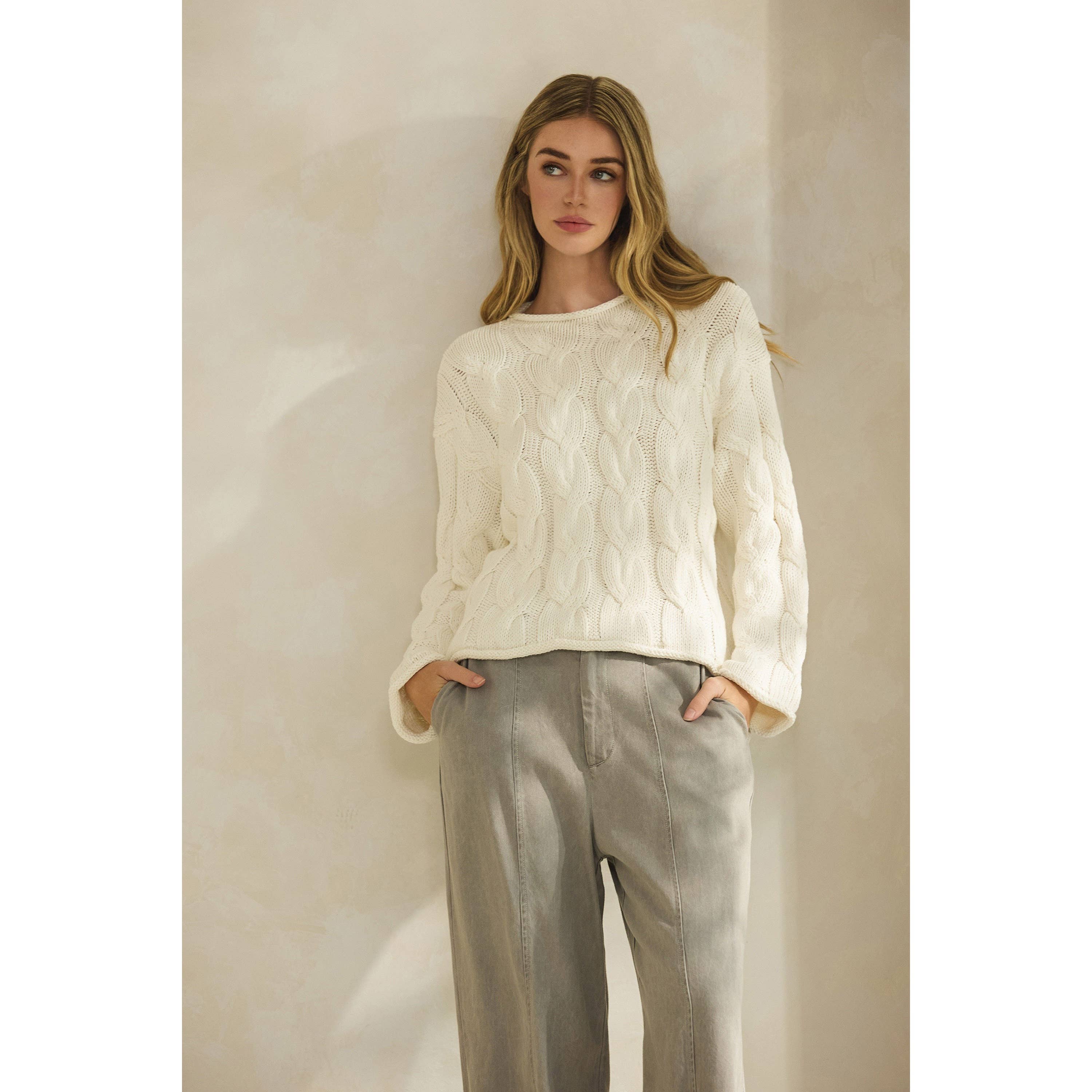 Honey Mango - Wholesale Knit Sweater - Women's - Cable knit sweater1