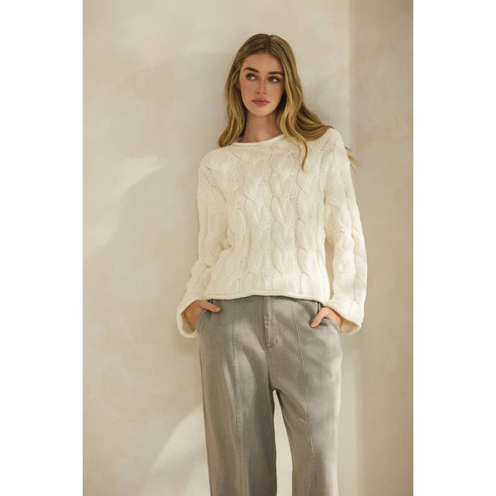 Honey Mango - Wholesale Knit Sweater - Women's - Cable knit sweater1