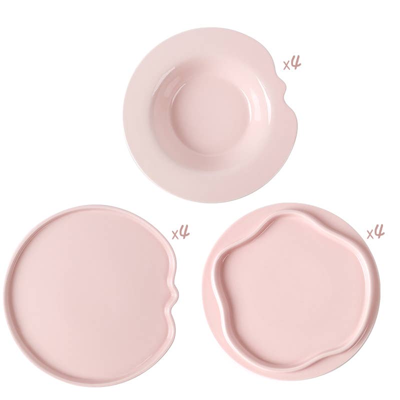 Bosilunlife - Vente Assiette - BOS - Ensemble de 12 assiettes (3 assiettes * 4) - Gardenia Brillant0