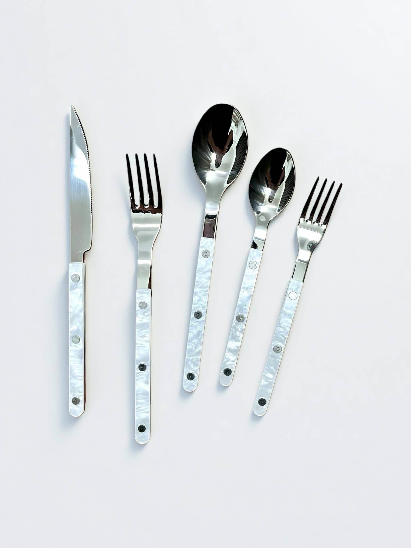 INSPECIAL HOME - Wholesale Flatware Set - Set of 10 Pcs Modern Nebula Pattern Cutlery Flatware Utensil16