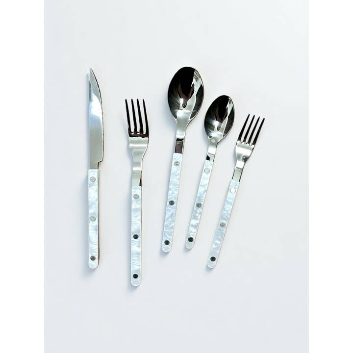 INSPECIAL HOME - Wholesale Flatware Set - Set of 10 Pcs Modern Nebula Pattern Cutlery Flatware Utensil16