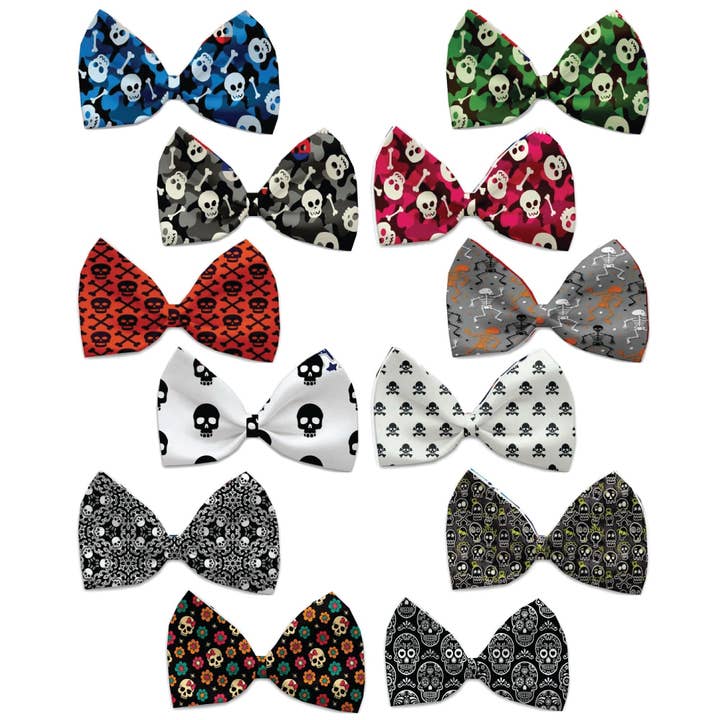 Halloween Pet, Dog and Cat Bow Ties, "Skulls Group" for wholesale by American Leashworks