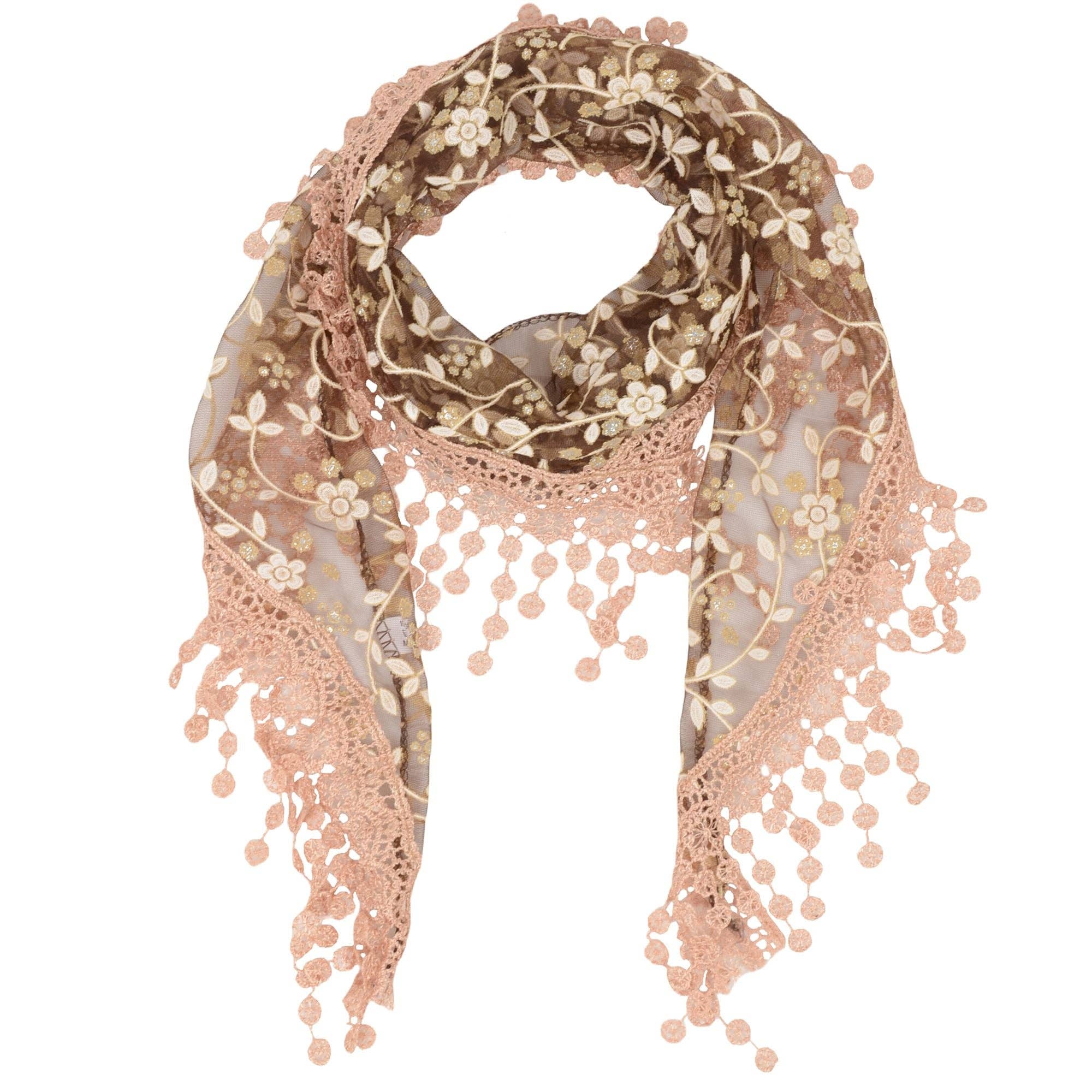 AK Brand - Venta al por mayor Bufanda - Mujer - Bufanda triangular ligera de encaje floral para la cabeza30