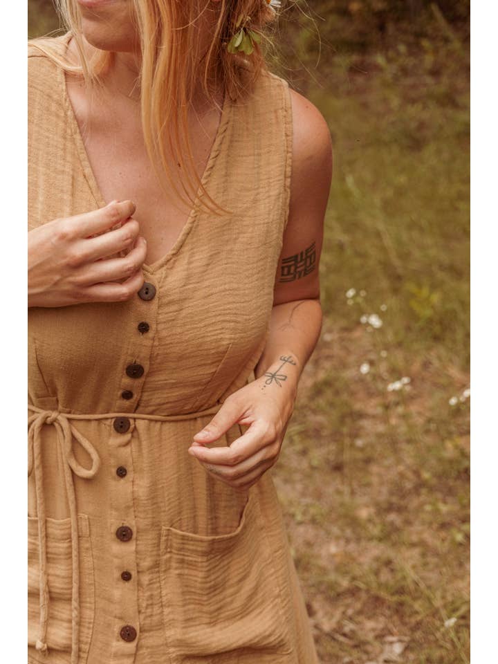 Gardenbelle Shop - Wholesale Dress - Women's - Bohemian Style Bamboo Cotton Button Down Dress, Duster