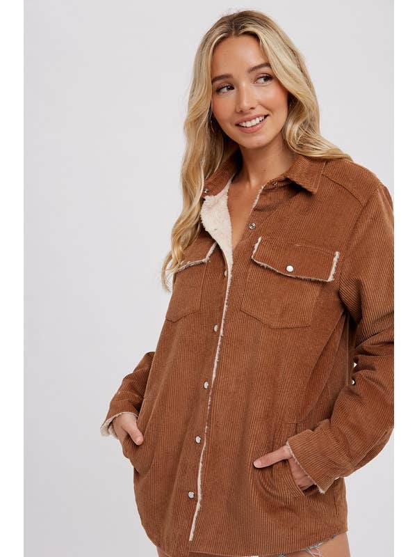 Vanilla Monkey - Wholesale Shirtjack/Shacket - Dames - Corduroy jack met sherpa-voering1