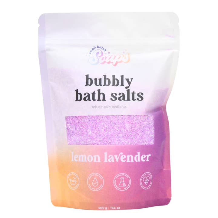 Lemon Lavender Bubbly Bath Salts for wholesale by Small Batch Soaps