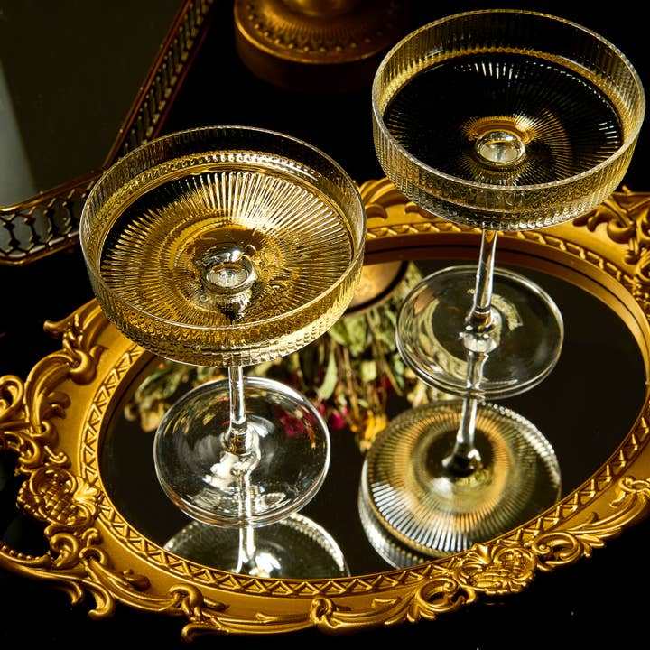 The Wine Savant / Khen Glassware - Wholesale Cocktail/Liquor Glass - Set of 2 Cocktail Coupe Goblet Glasses | 8 OZ