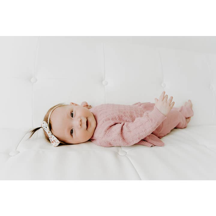 Mauve Pink Milan Ruffle Tunic Sweater Knit Baby Dress Top (Organic) for wholesale on Faire